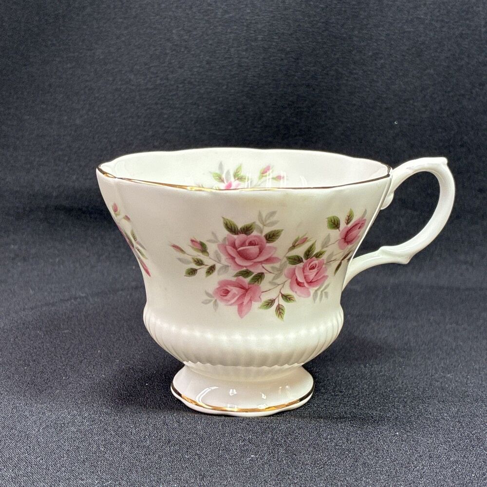 Royal Albert Pink Rose Chelsea Fluted Tea Cup Gilded Bone China England 1960s